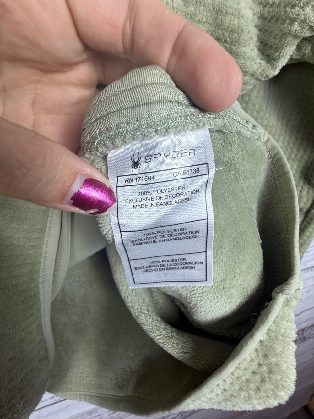 Spyder Women’s Sage Green Waffle Fleece Pullover Half Snap Pockets - Picture 4 of 9